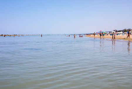 Roseto degli Abruzzi, Italy - June 21, 2017:  Beach of Roseto degli Abruzzi, Abruzzo, Italy. Roseto degli Abruzzi is also known as the 'Lido delle Rose' because of the great variety of roses and oleandersのeditorial素材