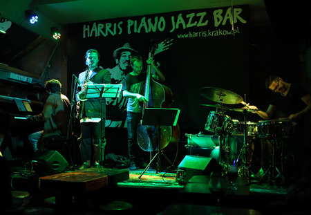Cracow, Poland - June 24, 2018: Kuba Pluzek Quartet performs live at the Summer Jazz Festival in Krakow, is the 23rd edition of the festival, which will host over 150 concerts and will perform over 500 jazz musiciansのeditorial素材