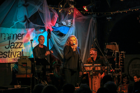 Cracow, Poland - June 26, 2018: Legendary Polish singer Hanna Banaszak performs live at the Summer Jazz Festival in Krakow, is the 23rd edition of the festival, which will host over 150 concerts and will perform over 500 jazz musiciansのeditorial素材