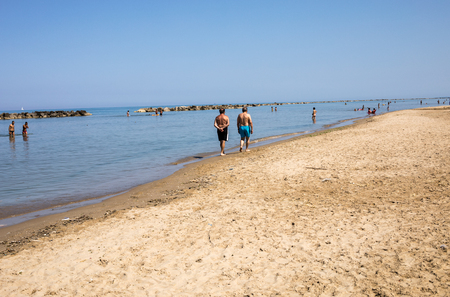 Roseto degli Abruzzi, Italy - June 21, 2017:  Beach of Roseto degli Abruzzi, Abruzzo, Italy. Roseto degli Abruzzi is also known as the 'Lido delle Rose' because of the great variety of roses and oleandersのeditorial素材