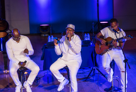Cracow, Poland - July 8, 2018: Take 6 live on stage of Auditorium Maximum UJ at the Summer Jazz Festival in Krakow. Polandのeditorial素材
