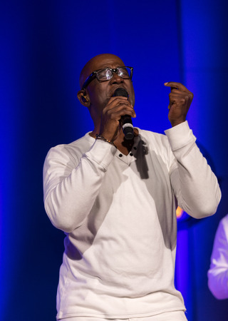 Cracow, Poland - July 8, 2018: Take 6 live on stage of Auditorium Maximum UJ at the Summer Jazz Festival in Krakow. Polandのeditorial素材