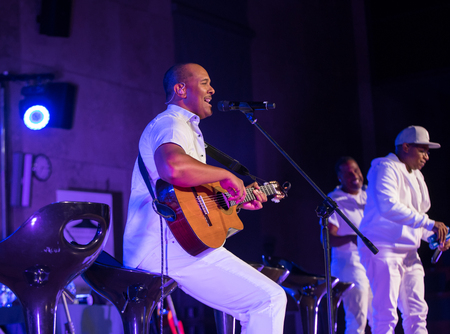 Cracow, Poland - July 8, 2018: Take 6 live on stage of Auditorium Maximum UJ at the Summer Jazz Festival in Krakow. Polandのeditorial素材