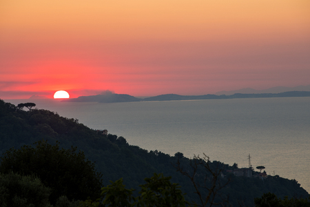 Romantic sunset in the Gulf of Naples. Sorrento. Italyの写真素材