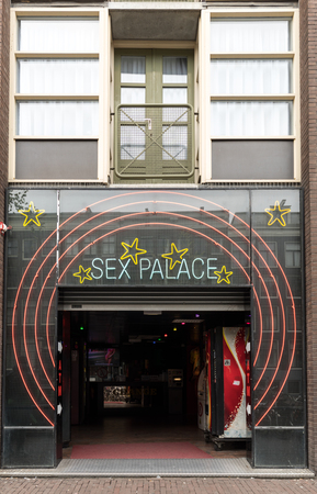 Amsterdam, Netherlands - April 20, 2017: Sex Palace in the red light district of Amsterdam, The Netherlandsのeditorial素材