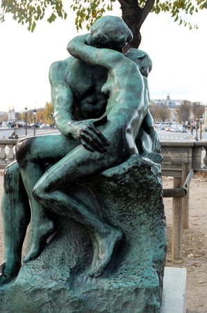 Paris, France -November 2017: Rodin statue in Tuileries Gardens and Place de la Concorde; Paris; Franceのeditorial素材