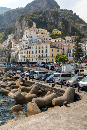 Amalfi, Italy - June 16, 2017: View of Amalfi. Amalfi is a charming resort town on the scenic Amalfi Coast of Italy.のeditorial素材