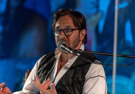 Cracow, Poland - November 2, 2018: American jazz fusion and Latin jazz guitarist Al Di Meola performing live on the Kijow.Centre stage in Krakow, Polandのeditorial素材