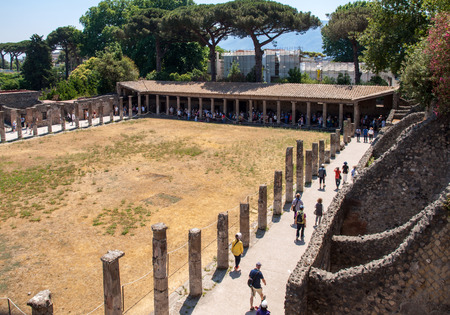 Pompeii, Italy - June 15, 2017: Ancient city of Pompeii, Italy. Roman town destroyed by Vesuvius volcano.のeditorial素材