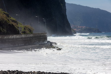 View of the Northern coastline of Madeira, Portugal, in the Sao Vicente areaの写真素材