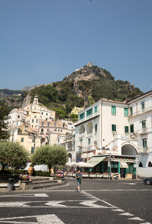 Amalfi, Italy - June 16, 2017: View of Amalfi. Amalfi is a charming resort town on the scenic Amalfi Coast of Italy.のeditorial素材
