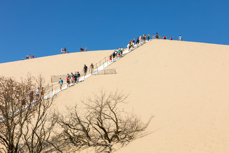 Dune of Pilat, France - September 10,2018:  People climbing the Dune du Pilat, Aquitaine, France Europeのeditorial素材