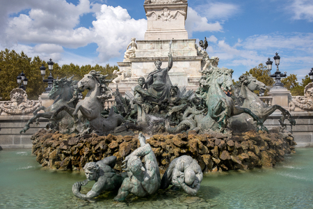 Esplanade des Quinconces, fontain of the Monument aux Girondins in Bordeaux. Franceのeditorial素材