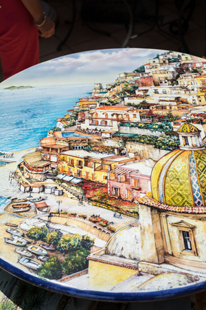 Ravello, Italy - June 16, 2017: a ceramic table top sold in Ravello, Amalfi Coast. Italyの写真素材
