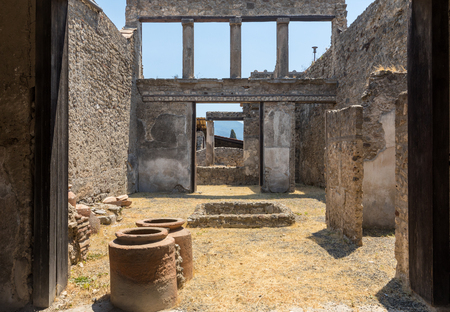 Ancient city of Pompeii, Italy. Roman town destroyed by Vesuvius volcano.の写真素材