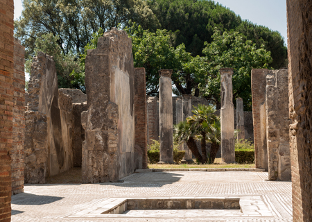 Ancient city of Pompeii, Italy. Roman town destroyed by Vesuvius volcano.の写真素材
