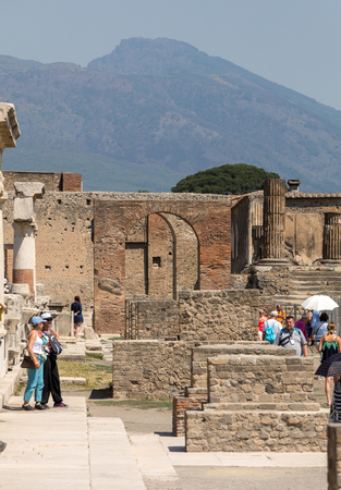 Pompeii, Italy - June 15, 2017: Ancient city of Pompeii, Italy. Roman town destroyed by Vesuvius volcano.のeditorial素材