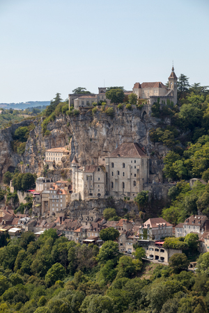 Pilgrimage town of Rocamadour, Episcopal city and sanctuary of the Blessed Virgin Mary, Lot, Midi-Pyrenees, Franceの写真素材