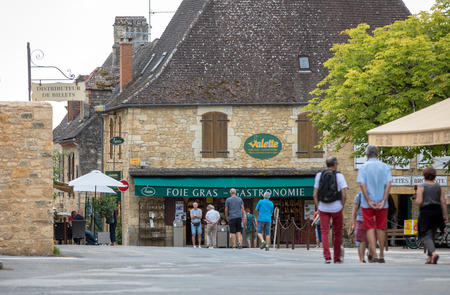 Domme, France - September 5, 2018:Tourists visiting the medieval town of Domme in the Dordogne France.のeditorial素材