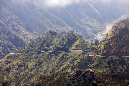 View the pass Boca da Encumeada on Madeira Island. Portugalの写真素材