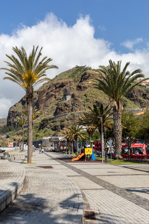 Ribeira Brava, Madeira, Portugal - April 18, 2018: Vew of the coastline in Ribeira Brava on Madeira Island. Portugalのeditorial素材