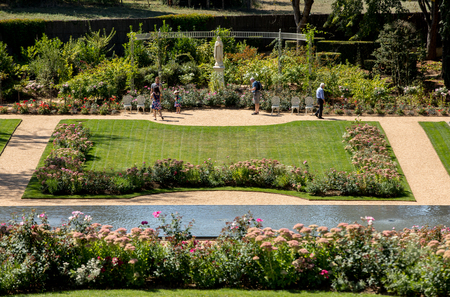 Milandes, France - September 4, 2018: the garden of Chateau des Milandes, a castle  in the Dordogne, from the forties to the sixties of the twentieth century belonged to Josephine Baker. Aquitaine, Franceのeditorial素材
