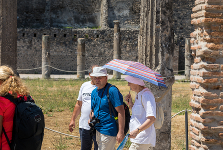 Pompeii, Italy - June 15, 2017: Ancient city of Pompeii, Italy. Roman town destroyed by Vesuvius volcano.のeditorial素材