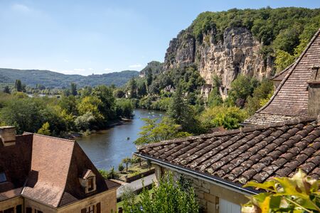 La Roque-Gageac scenic village on the Dordogne river, Franceの写真素材