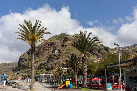 Ribeira Brava, Madeira, Portugal - April 18, 2018: Vew of the coastline in Ribeira Brava on Madeira Island. Portugalのeditorial素材