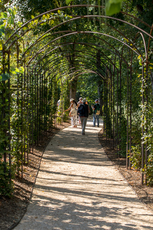 Milandes, France - September 4, 2018: the garden of Chateau des Milandes, a castle  in the Dordogne, from the forties to the sixties of the twentieth century belonged to Josephine Baker. Aquitaine, Franceのeditorial素材