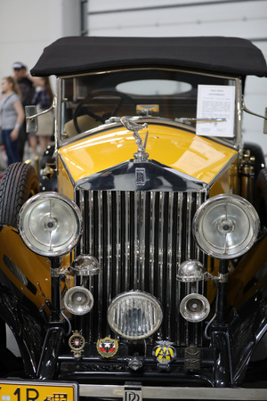 Cracow, Poland - May 18, 2019: Rolls-Royce Convertible at Moto Show in Krakow. Produced in 1929-36. Perhaps the only such car in the world. Manufactured in England as a limousine converted at the Rolls-Royce plant in Australia for a convertibleのeditorial素材