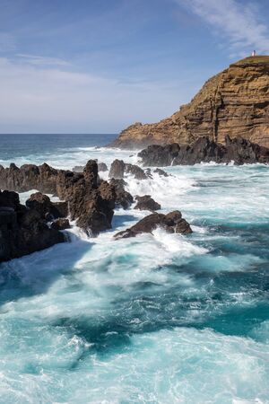 Coastline in Porto Moniz on Madeira Island. Portugal