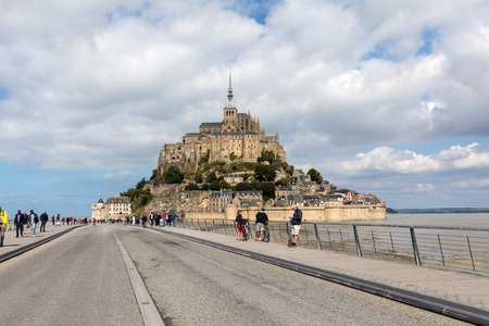 Le Mont-Saint-Michel, France - September 13, 2018: Mont-Saint-Michel, island with the famous abbey, Normandy, Franceのeditorial素材