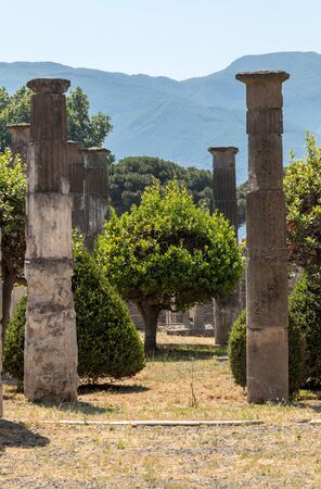Ancient city of Pompeii, Italy. Roman town destroyed by Vesuvius volcano.の写真素材