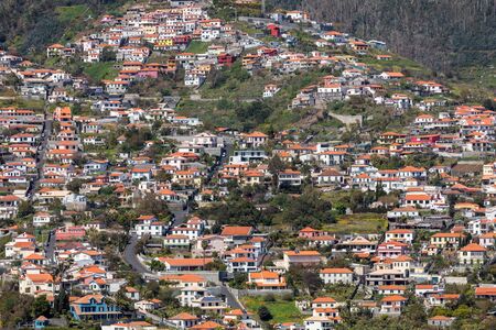 Typical terrace architecture on the steep slopes of Funchal on the Madeira island. Portugalの写真素材