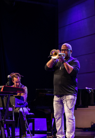 Cracow, Poland - July 17, 2019: Terence Blanchard and The E-Collective on stage in Manggha Museum of Japanese Art and Technology at the Summer Jazz Festival in Krakow. Polandのeditorial素材