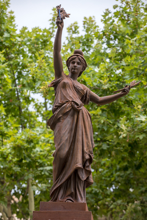 Fonteville, France - June 26, 2017: Statue of Marianne, erected on 1 June 1889 to celebrate the centenary of the revolution. Fonteville, Franceのeditorial素材