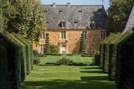 The picturesque Jardins du Manoir d Eyrignac in Dordogne. Franceのeditorial素材