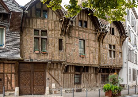 Ancient half-timbered buildings in Troyes. Aube, Champagne-Ardenne, France