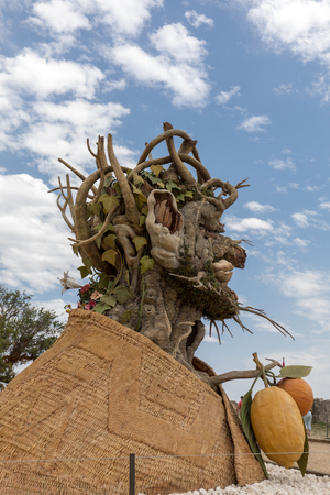 Les Baux, France - June 26, 2017: The artwork, titled  Winter is Four Seasons three-dimensional interpretations created by Philip Haas and inspired by a set of paintings with the same titles by Italian Renaissance artist Giuseppe Arcimbaldo. Each season iのeditorial素材