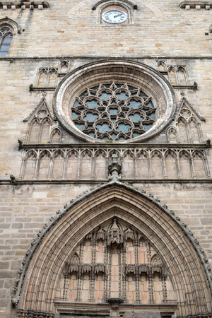Facade of  Saint Etienne Cathedral in Cahors, Occitanie, Franceのeditorial素材