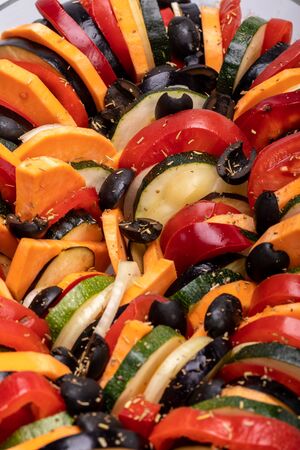 Ratatouille, French ProvenÃ§al stewed vegetable dish originating in Niceの写真素材