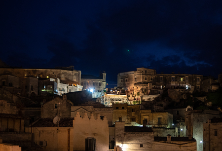 Matera, Italy - Sept 17 2019: Bond apartment from the movie  "No Time to Die" in Sassi, Matera, Italy. Fictional hotel in the Piazzetta Pascoli area built especially for the production, with views looking down on the town of Matera. Once the filming is wrのeditorial素材