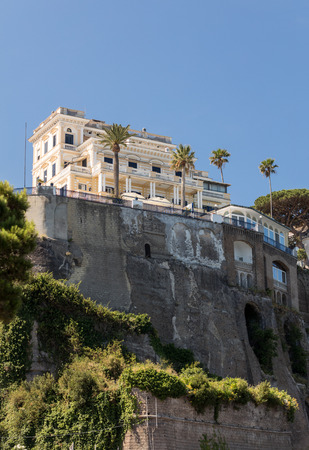 View of houses and hotels on the cliffs in Sorrento. Gulf of Naples, Campania, Italyのeditorial素材