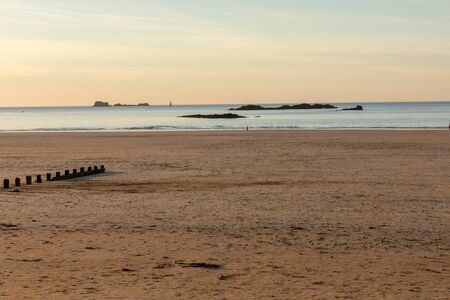 Main beach of the famous resort town Saint Malo in Brittany, France