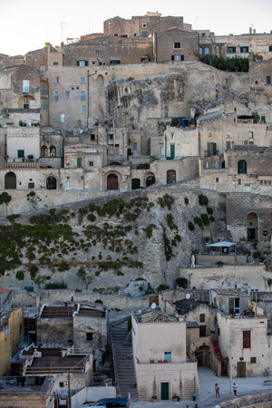 Matera, Italy - September 14, 2019: View of the Sassi di Matera a historic district in the city of Matera, well-known for their ancient cave dwellings. Basilicata. Italyのeditorial素材