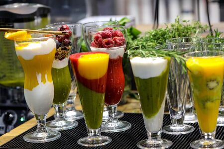 Colorful cocktail of fruits and vegetables. Healthy dietの写真素材