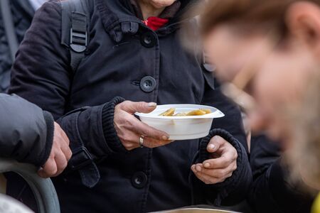 Warm food for the poor and homelessの写真素材