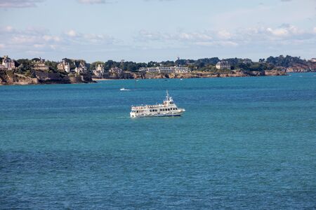 St Malo, France - September 14, 2018: View from the ramparts at the town of Dinard. Saint Malo, Brittany, Franceのeditorial素材