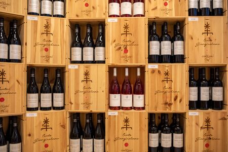 Alberobello, Italy - September 16, 2019: Interior of a wine shop housed in a trullo in Alberobello, Puglia, Italyのeditorial素材